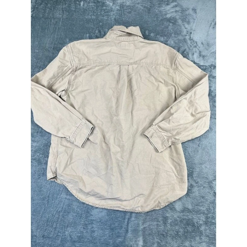 Men’s Dri Duck M Khaki Long Sleeve Button-Down Work Shirt – Excellent Condition - Image 2 of 4