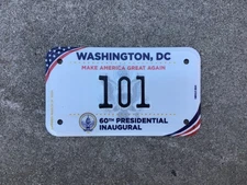 WASHINGTON D.C. -60th PRESIDENTIAL  INAUGURAL -MOTORCYCLE - LICENSE PLATE- TRUMP