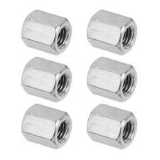 M8x1.25 Hex Coupling Nuts 6 PCS 15mm Long 304 Stainless Steel Coarse Thread