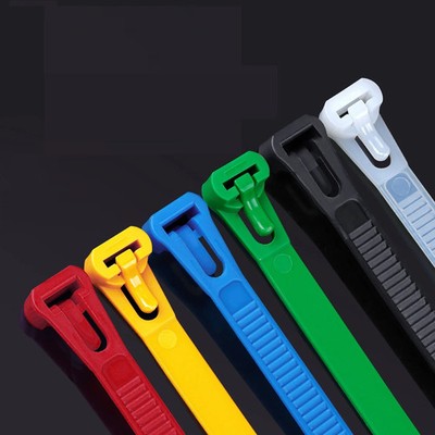 100 Reusable Cable Ties, Cable Lock Loop Nylon Ties Removable, Recyclable