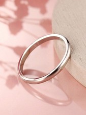 Silver Women's Classic 2mm Stainless Steel Ring Size 5 6 7 8 9 10 11 12