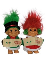 CHRISTMAS CAROLERS TROLL DOLL Boy Girl Set - 5" New - Missing Shoes