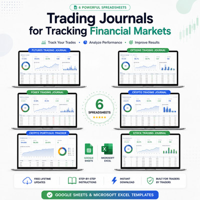 Trading Journal Bundle for Excel & Google Sheets | Stocks, Forex, Crypto, Future