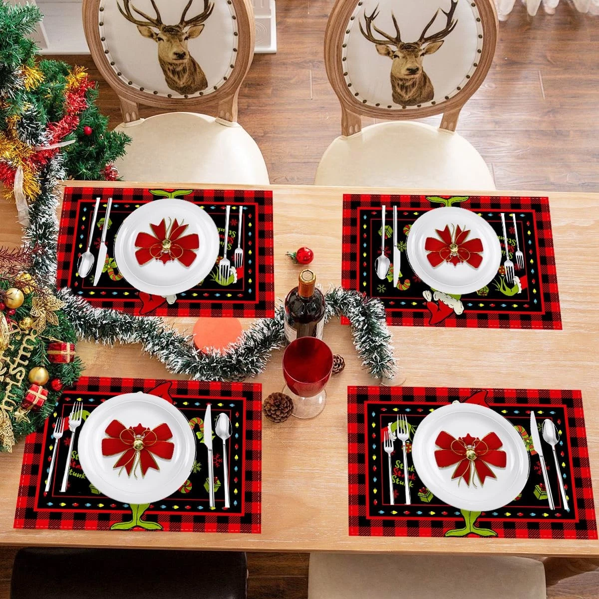 Christmas Santa and Snowflake Placemats with Candy Design
