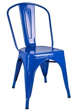 Tolix-Style Industrial Metal Café Chair in Galvanized Silver Finish — listing 6