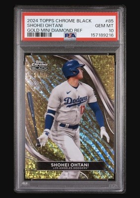 2024 Topps Chrome Black Shohei Ohtani Gold Mini Diamond Refractor #/50 PSA 10