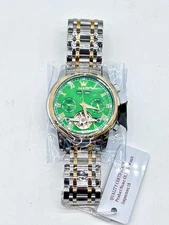 Olevs Men's Silver Gold Green Dial Chronograph Wristwatch - Brand New