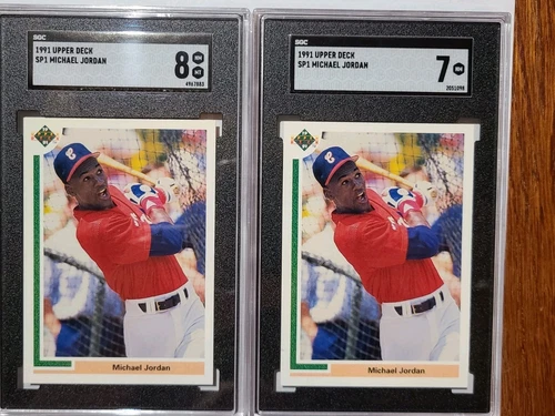 1991 Upper Deck Michael Jordan SP1 MLB Rookie RC SGC 8 & SGC 7 Lot. Centered!