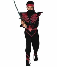 Ninja Hero Warrior Black Red Deluxe Fancy Dress Up Halloween Child Costume