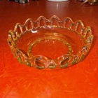 Vintage Imperial Depression Glass Light Yellow Open Lace Edge Fruit Candy Bowl