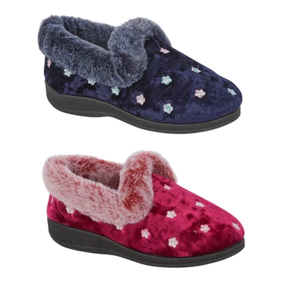 JO AND JOE Womens Ladies Comfort Slippers Fur Lined Padded Memory Foam Indoor Full Size
