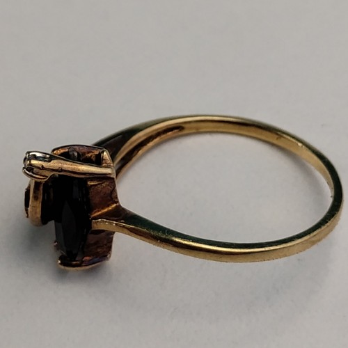 Anello mamma in oro giallo 10 kt con tormalina e diamanti misura 6,25 - 16,5 mm - 1,8 grammi - Foto 6 di 7
