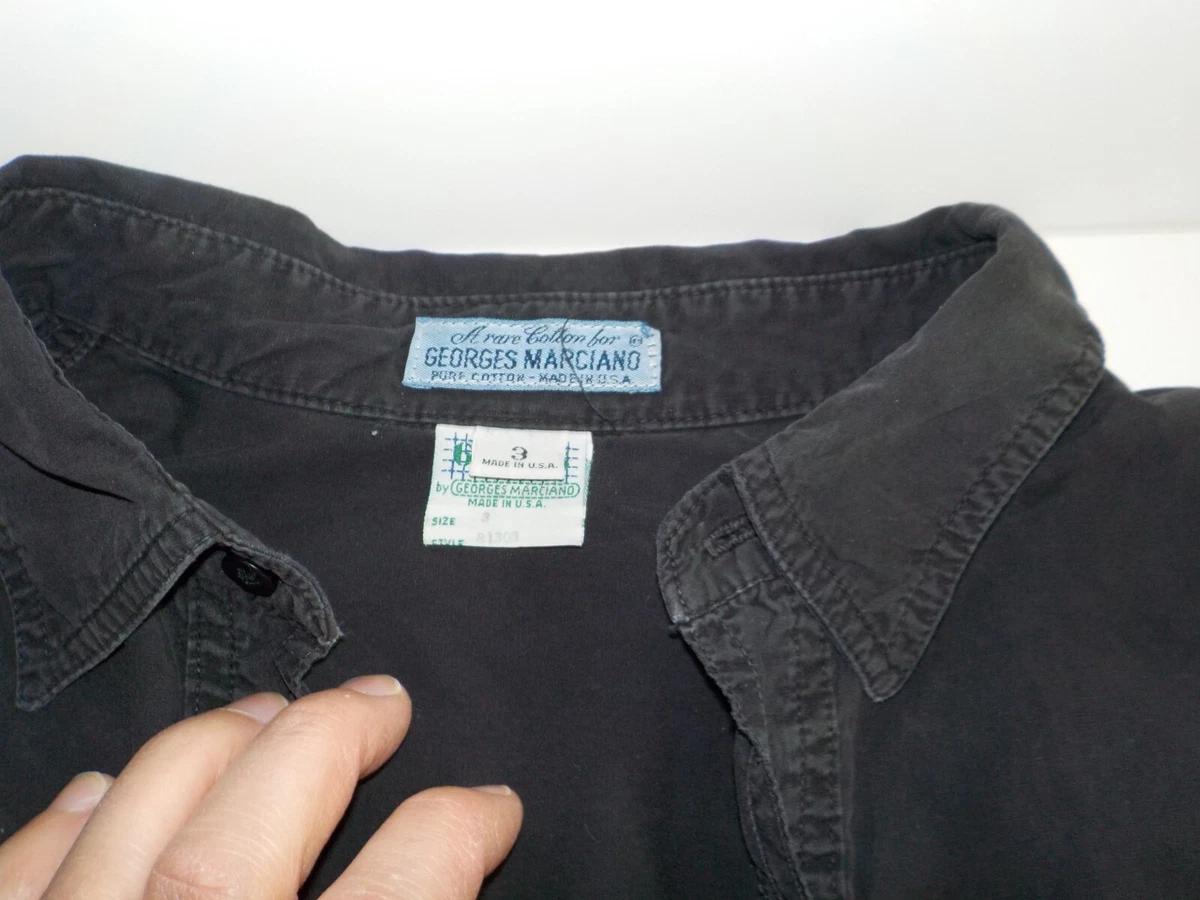 Camisa GUESS Para Hombres GEORGES MARCIANO Utilidad Botón Manga Larga Negra EE. UU. TALLA 3