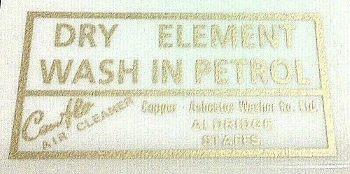 DRY ELEMENT WASH IN PETROL gold air filter sticker Triumph T120 T100 1968-74 - Picture 2 of 2