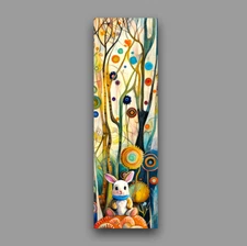 Rabbit bunny bookmark flower landscape 5.5x2 unique artwork reader gift
