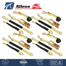 8 Axle Straps Car Tie Down Straps For Trailers Heavy Duty Snap Hooks Yellow