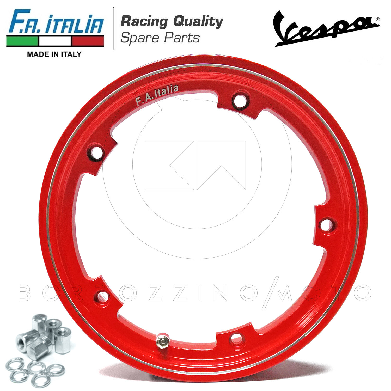 KIT 2 CERCHI IN LEGA RIBASSATO TUBELESS ROSSO VESPA 50 PK N (V5X5T) foto 3