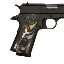 Colt 1911 Grips Gold Brown Pearl silver Horse Full Size Government, Commander