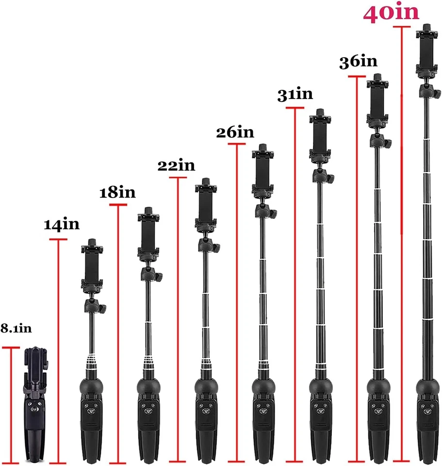 Bluehorn All in One Portable 40 Inch Aluminum Alloy Selfie Stick, Phone Tripod - Image 3 of 4