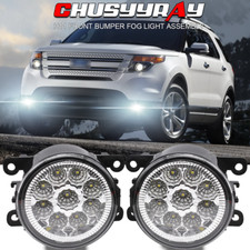 Pair For Ford Explorer 2011-2015 Led Front Bumper Fog Lights Lamp Clear Lens
