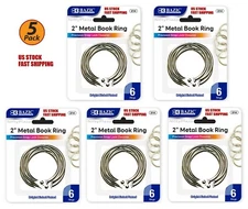 5 Pack - 2" Inch Metal Silver Color Book Rings 6 Per Pack, Home, School, Office