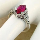 ART DECO STYLE 925 STERLING SILVER LAB-CREATED 1.20 CT. RUBY FILIGREE RING  625X