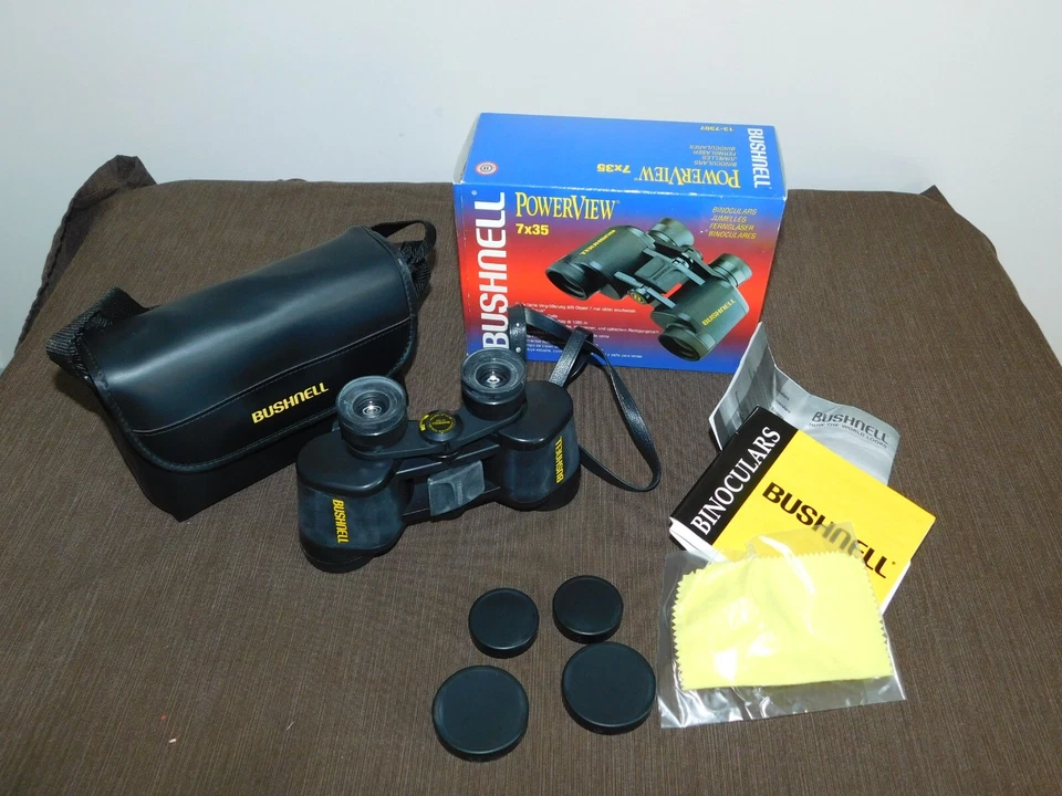 HUNTING 1998 BUSHNELL POWERVIEW 7X35 BINOCULARS IN CASE IN BOX *MINOR USAGE* - Image 2 of 4