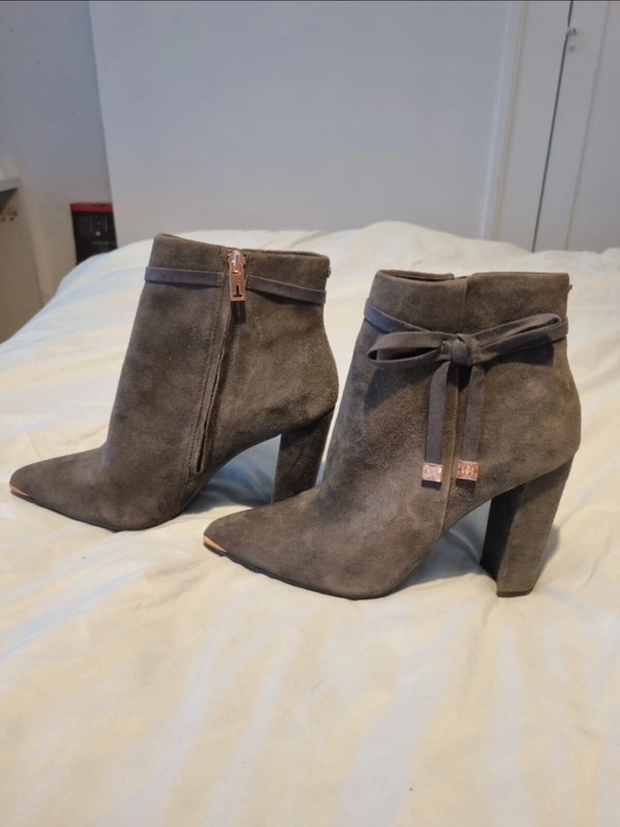 Bow Ted Baker Grey Suede Ankle Boots Ted Baker London Shoes Ted