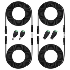4PCS 10FT3m 12V DC Power Extension Cable with Power Jack Adapter Connectors2 ...