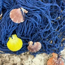 Nautical Fishing Net Wall Hanging With Shells 79"  Luau Party Summer Decoration