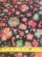 FQ Cotton Gingerbread CHRISTMAS GOODIES on BLACK Fabric apk