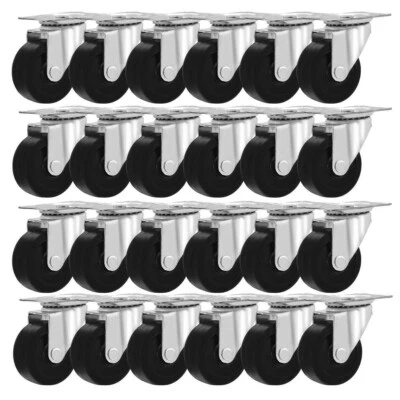Y&Y DECOR 24 Pack 2" Swivel Caster Wheels Rubber Base With Top Plate & Bearing Heavy Duty