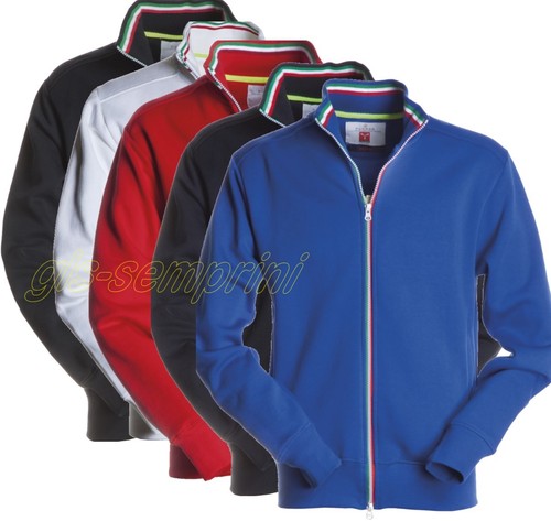FELPA ZIP LUNGA PAYPER NAZIONALE MAGLIA IN COTONE UOMO TRICOLORE ITALIA |  eBay