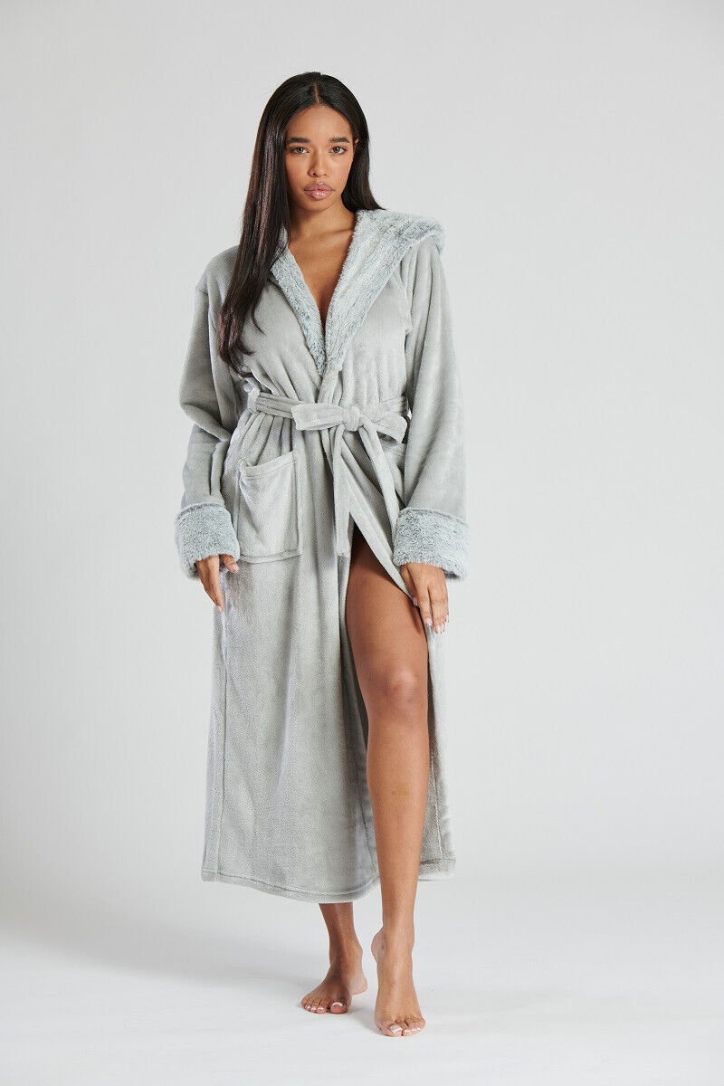 Mens Chunky Borg Fleece Dressing Gowns Fluffy Warm Robe Hooded M L XL 2XL  UK NEW | eBay