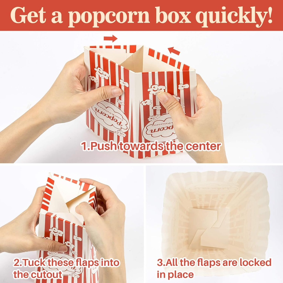 Single Popcorn Box 18 Pack Popcorn Boxes 46 Oz Square Popcorn Bowls Popcorn Buckets ...