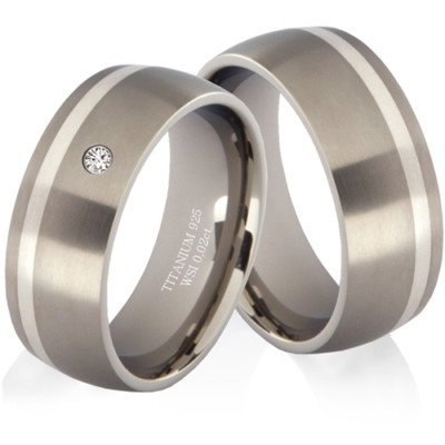 Eheringe Trauringe Titan Silber echtem Diamant Verlobungsringe Lasergravur TDB7