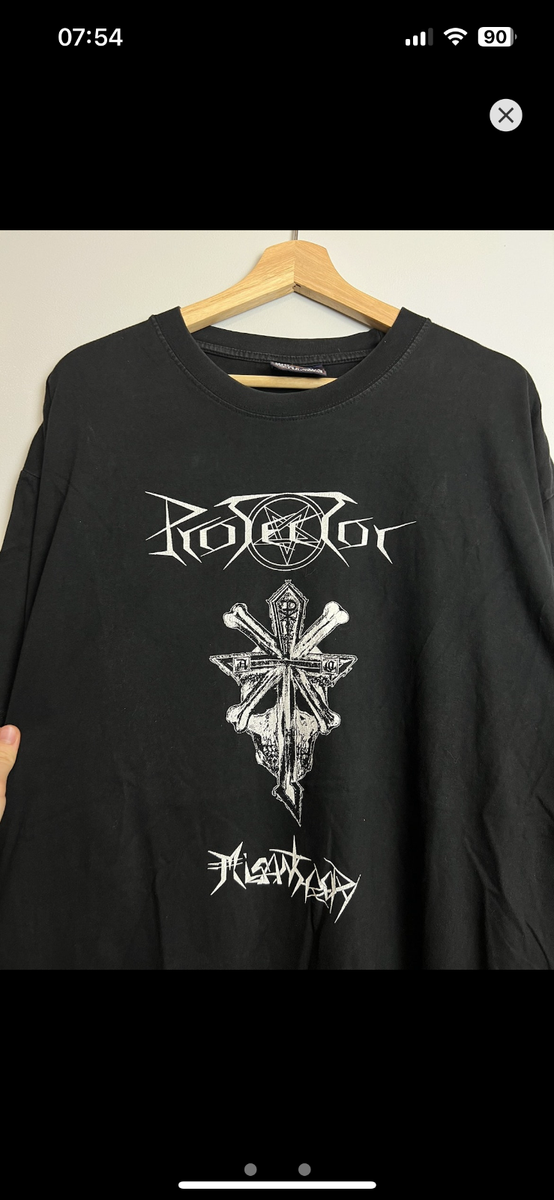 Rare Vintage 90s Protector Misanthropy Metal Band Tshirt xl black