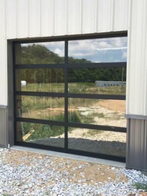 Full View [9' x 7'] Black Anodized Aluminum & 1/8'' Clear Glass Garage Door