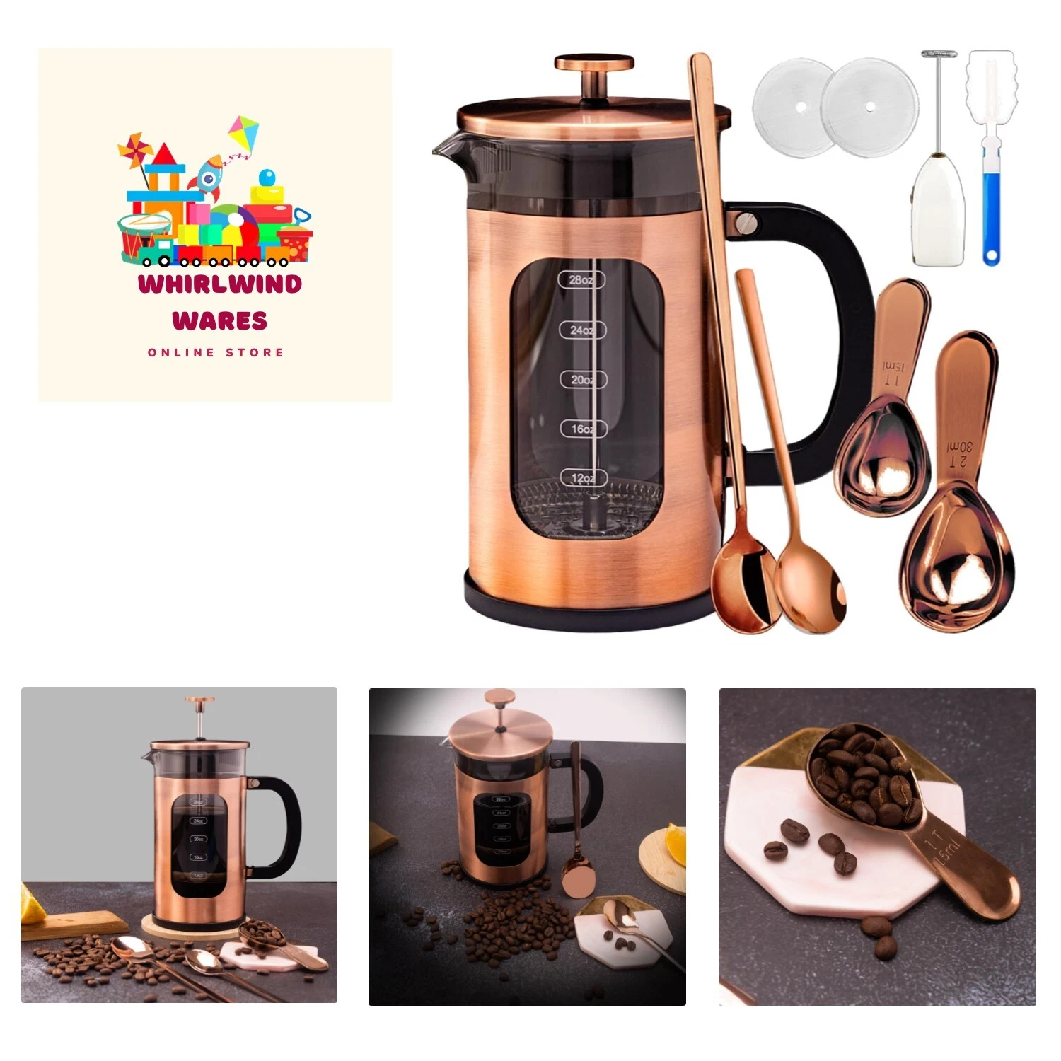 French Press Coffee Maker 8 cups 34 oz 304 Stainless Steel Coffee Press with ...