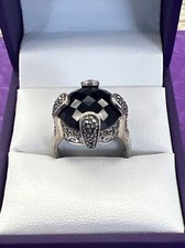    Designer IJ Sterling Silver Ring Natural Black Sapphire Size 7