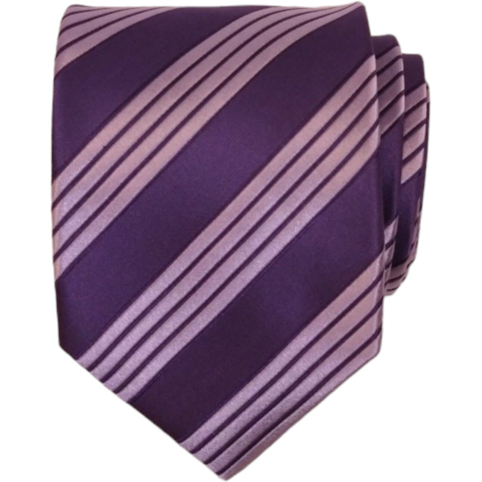 ALARA Mens Classic Tie 3.15 Purple Stripe 100% Silk Dress Designer Necktie $80