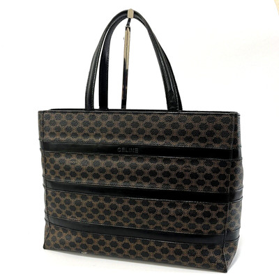 CELINE Tote Bag Handbag Black Macadam PVC Leather Authentic RankAB #19705ELP