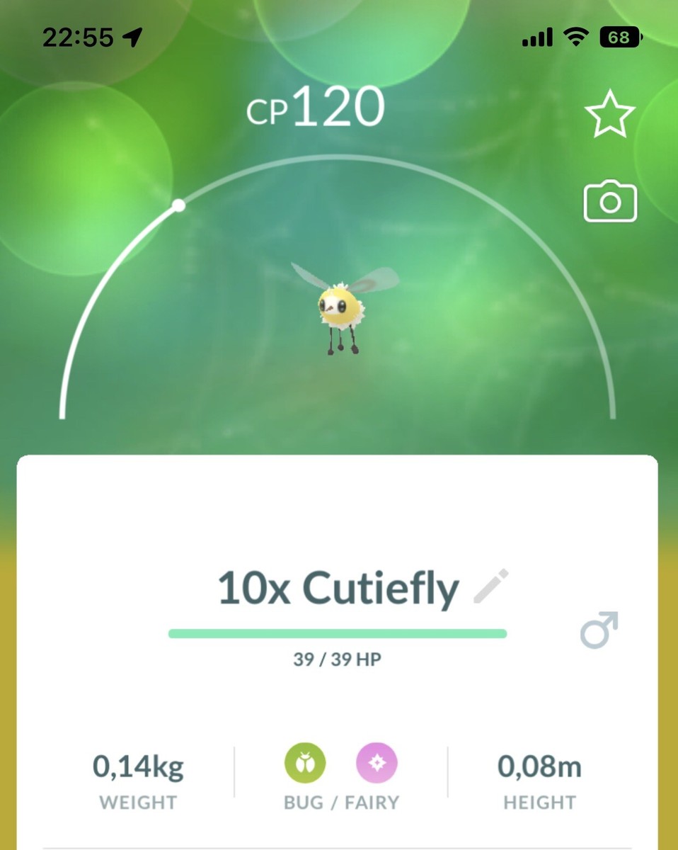 10x Cutiefly Pokemon gen7 GO Pokémon Not Shiny Lucky Chance