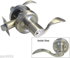 Entrance Satin Nickel Lever Handle Door Lock Entry keyed Right Handed
