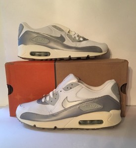 nike air max 90 white metallic silver