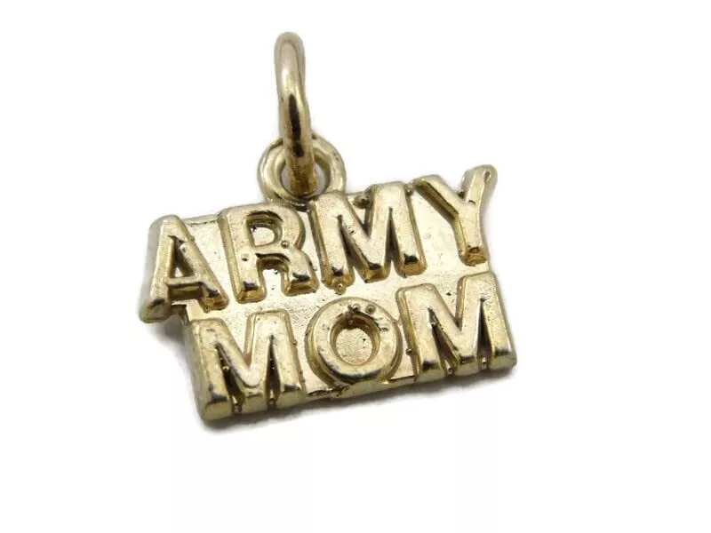 ARMY MOM Charm Pendant 14k Yellow Gold eBay