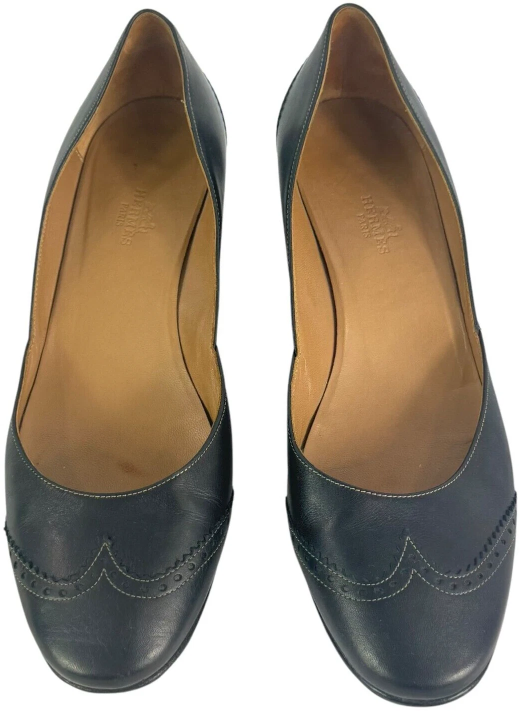 HERMÈS HERMES decolte vintage in pelle nera con tacco traforato Made in Italy 39 8 5 US