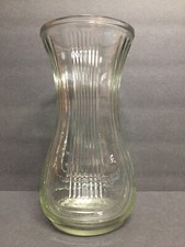 Vintage Large Flower Vase Clear Glass Vase 8-1/2" Tall Lined Design VAA
