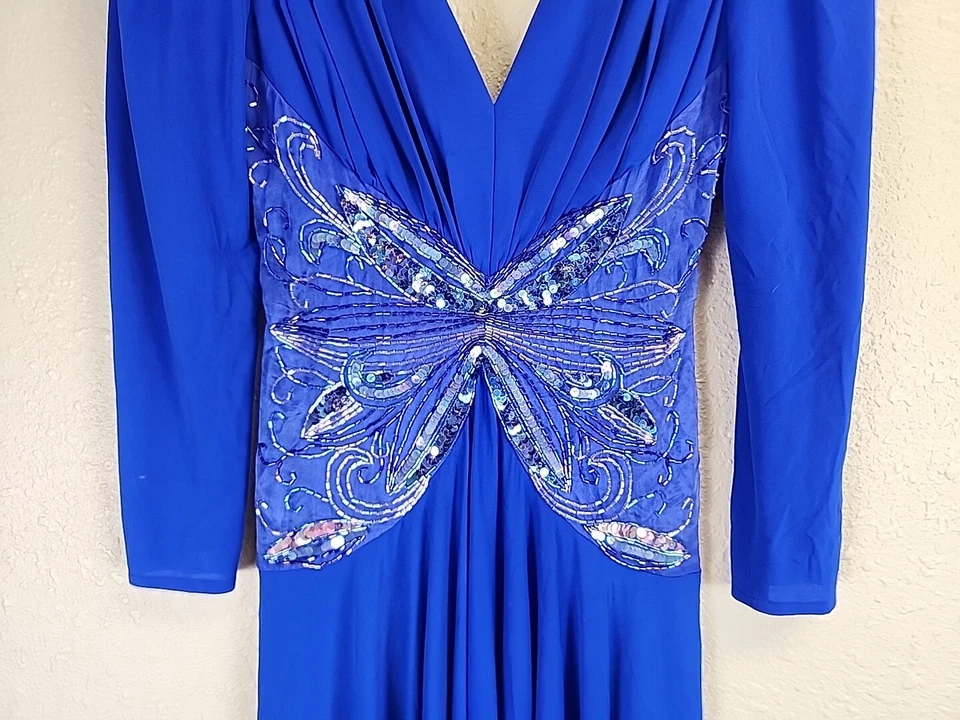 Винтажный Casadei синий бисером блестками чистый платье размер 6 - Изображение 3 из 4