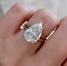 3 Ct Pear-Cut VS1/G Lab Grown Diamond Solitaire Engagement Ring 14k Yellow Gold